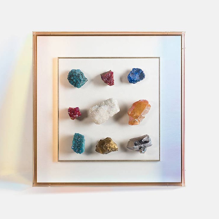 Artist original design Handmade 3D Wall art decor Luxury style Crystal stone Framed modern decorative painting with acrylic box