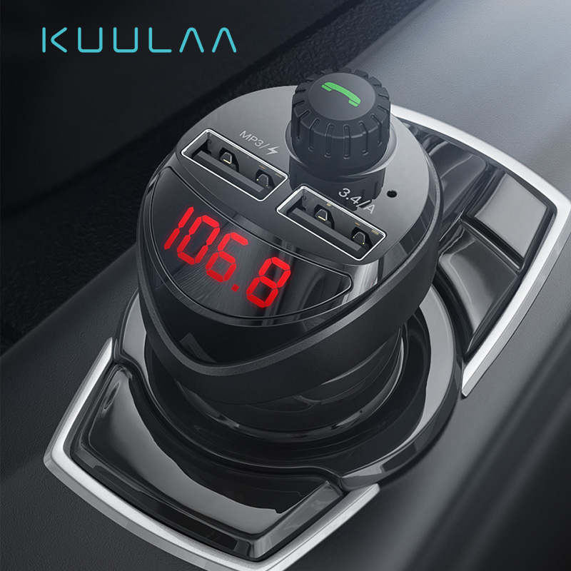 Kuulaa 3.1A Dual Usb C 2-портовый 12V Быстрое зарядное устройство Qc3.0 для автомобильного зарядного устройства Usb передатчик, Автомобильный mp3 плеер с BT/радио