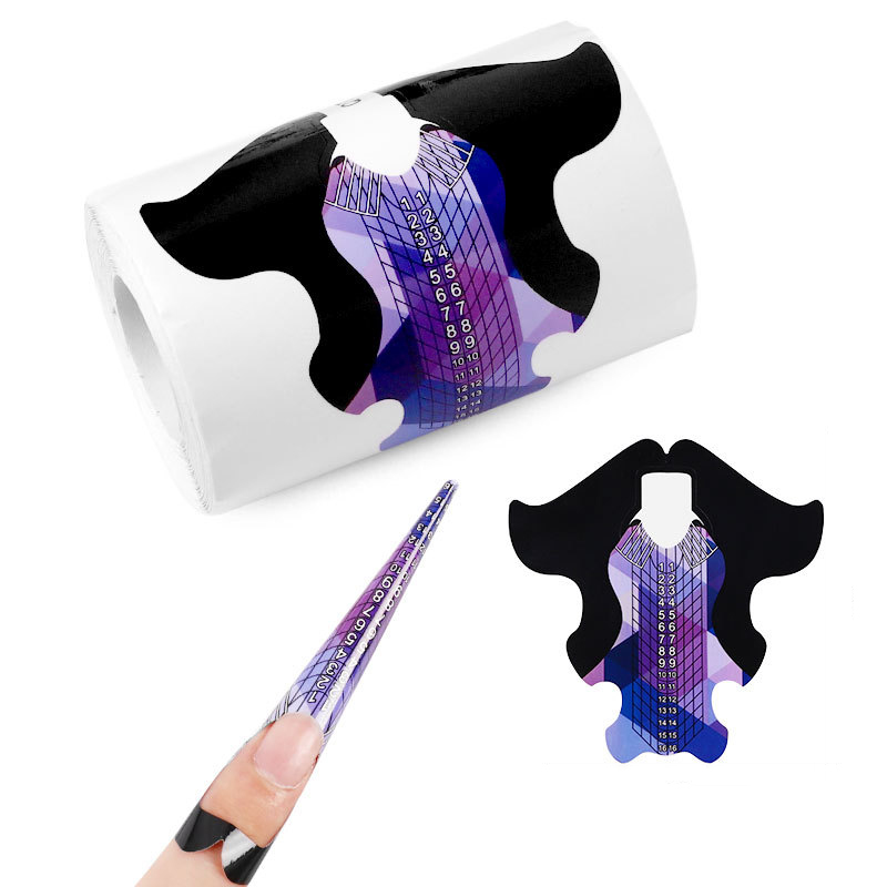 Private Label Customized Extension Gel Nail Art Extended Form Double Acrylic 500 pcs/roll Nail Form