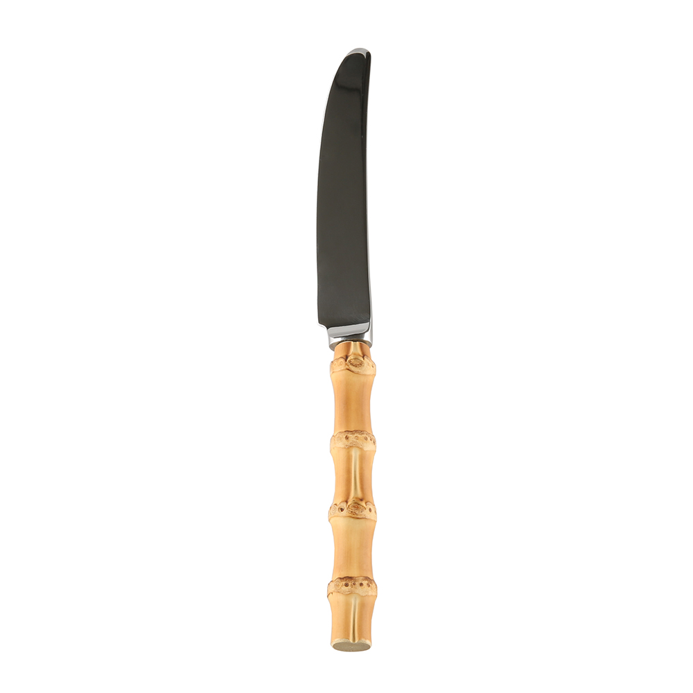 Tableware Cutlery Stainless Steel Bamboo Root Wood Handle Butter Spatula Spreader Toast Bread Cheese Dessert Dinner Knife