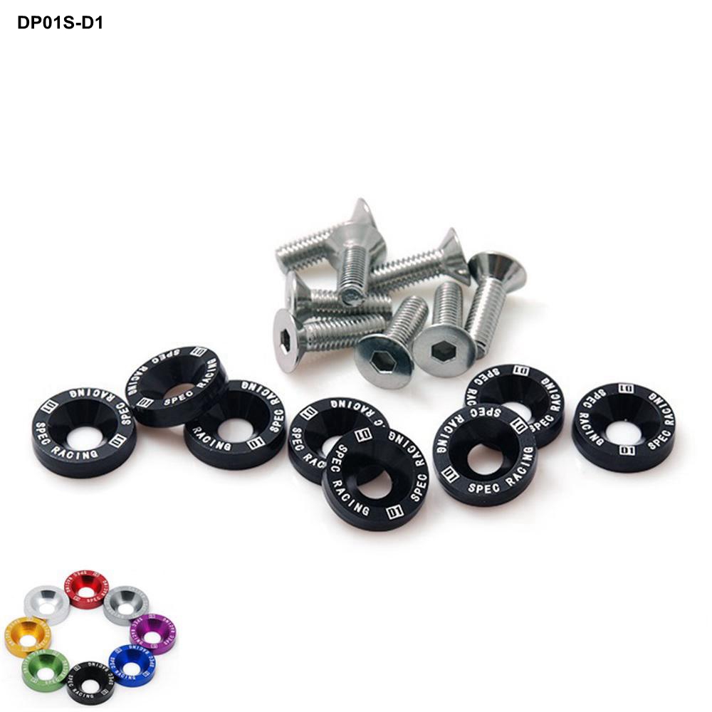 AUTOFAB - D1 Spec 8 шт. M6 x 20 передние фары, бамперы, шайбы крыла, болт, винтовой двигатель, черный цвет, подходит для HONDA AF-DP01S-D1