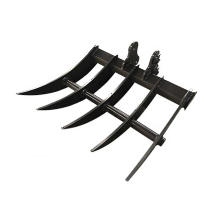 Mini excavator attachment rake