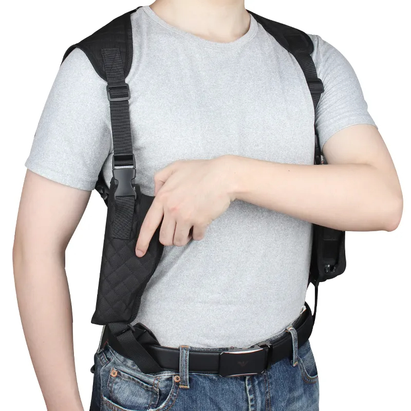 Outdoor tactical shoulder leather armpit holster portable double hidden light holster