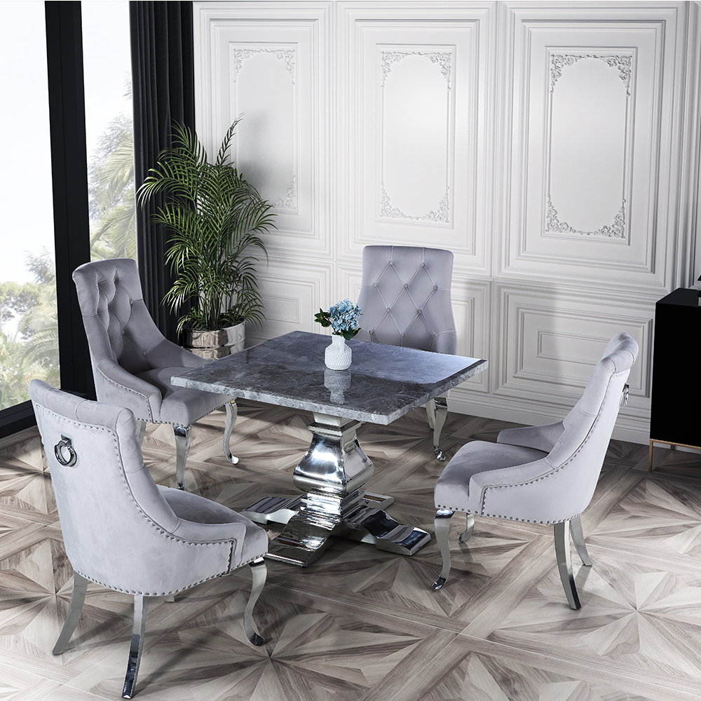 Luxury Modern Velvet Dining Room Set Furniture Table Restaurant Chairs