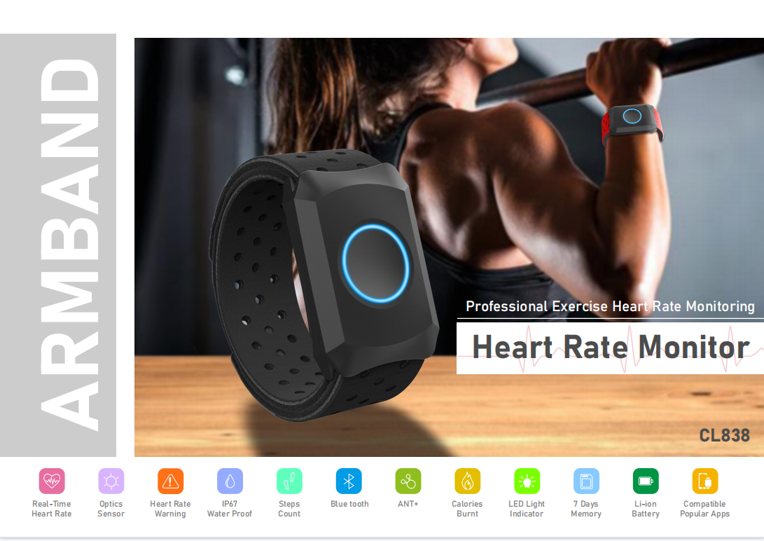 Chileaf newest style Heart Rate Monitor Armband Blue tooth ANT+ HRM arm strap Support API/SDK