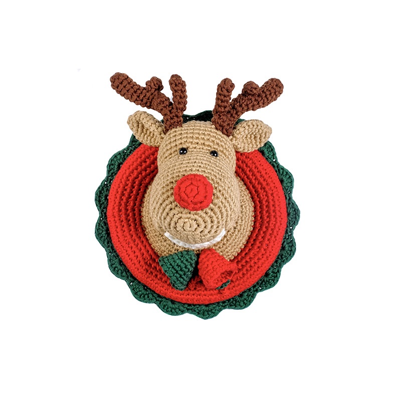 Christmas Animal wall decoration wall hanging hand-knitted crochet diy woolen home flat line material package