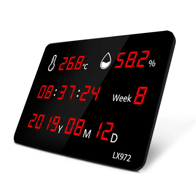 LED Digital Clock USB Power Supply Temperature Display Calendar For Home Bedroom Office Large Screen Square Wall-mounted