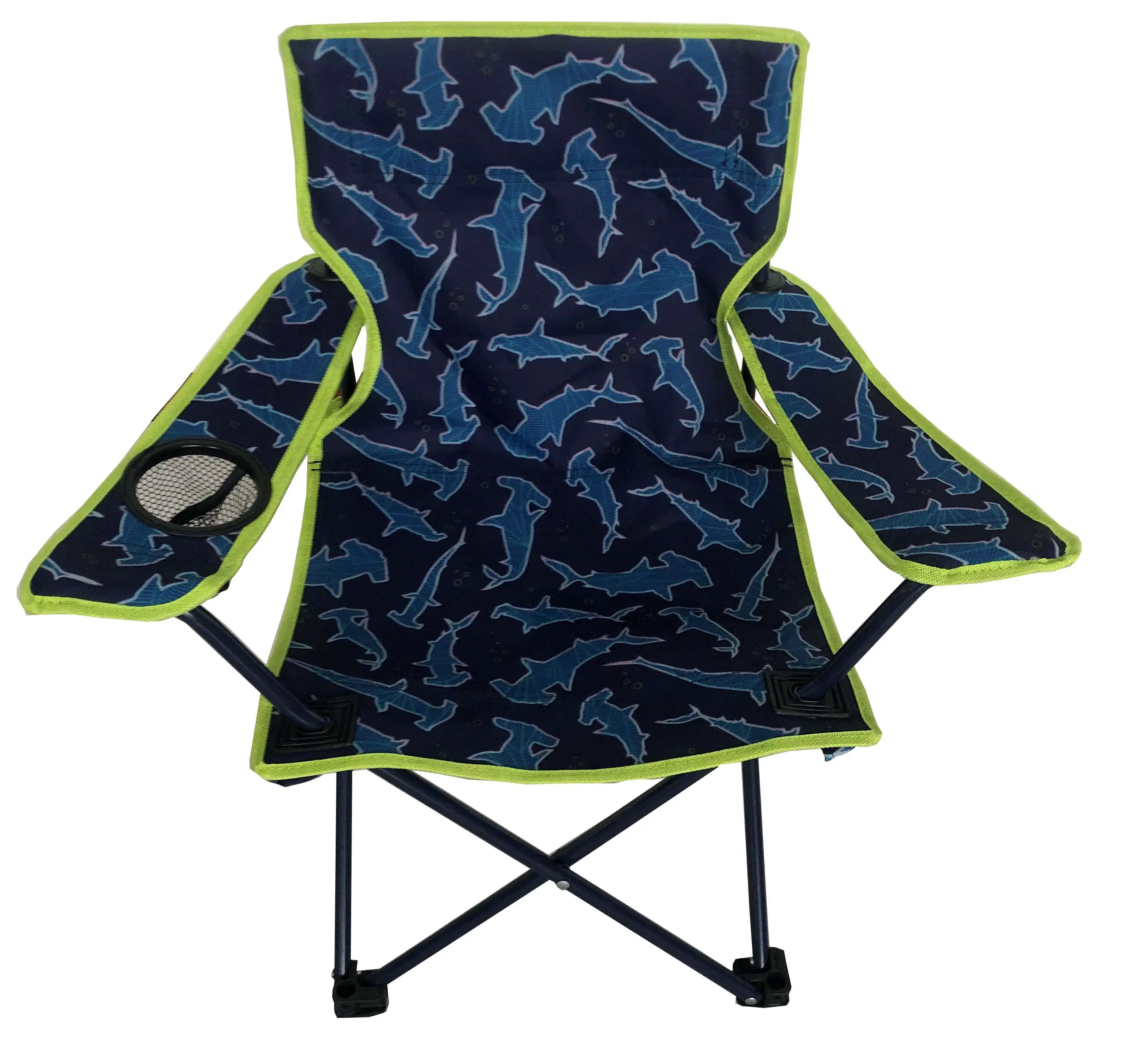compact portable safety fancy cartoon design shark and unicorn paint padded folding camping kids chair with armrest