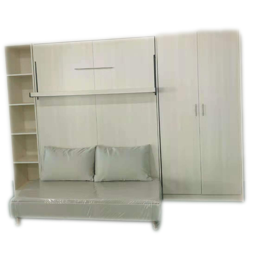 TB1001 Customized multi functional Modern Wall Murphy Bed pull fold-down hidden bed with wardrobe desk cabinets folding beds