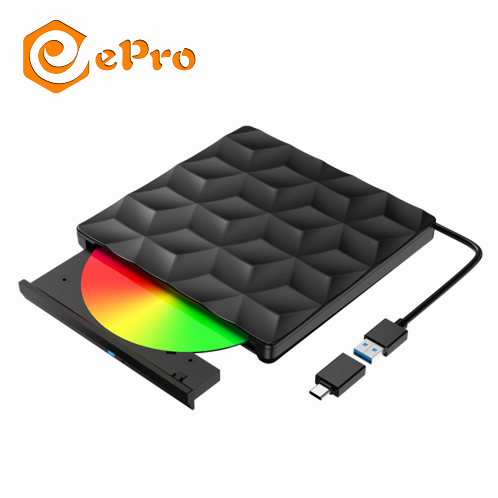 Внешний DVD-привод EDD027, USB 3,0, оптический Тип C, Φ, записывающее устройство, бесплатный проигрыватель для Macbook, ноутбука, ПК, Win компьютера