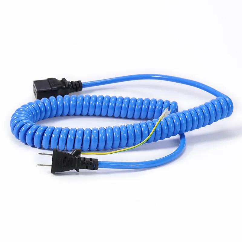 Japan PSE Certified JIS JET Approval Ground Wire Spiral Curly Spring Coiled Japanese AC Power Cord Cable