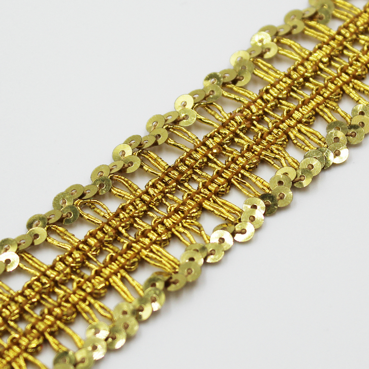 Gold Metallic Braid Polyester White Decorative Border Edge Gimp Trim