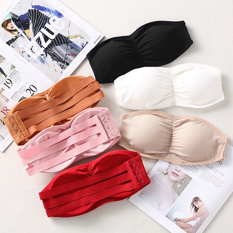 Comfortable Elastic Detachable Chest Pad Girl Sexy Seamless Strapless Full Cup Ladies Tube Top Bra