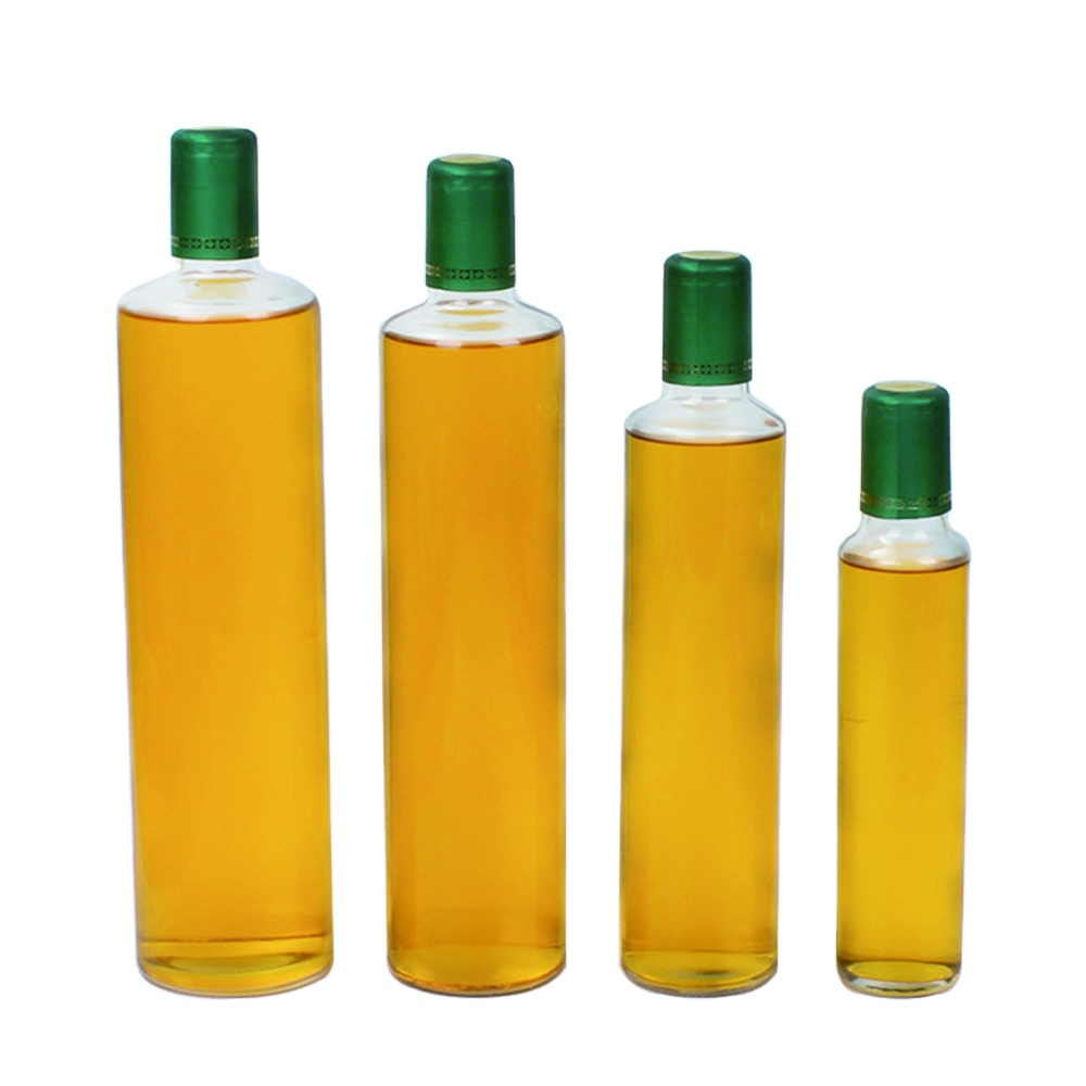 250ml 500ml 750ml 1000ml Round Clear Glass Olive Oil Bottle For Marasca With Aluminum Cap
