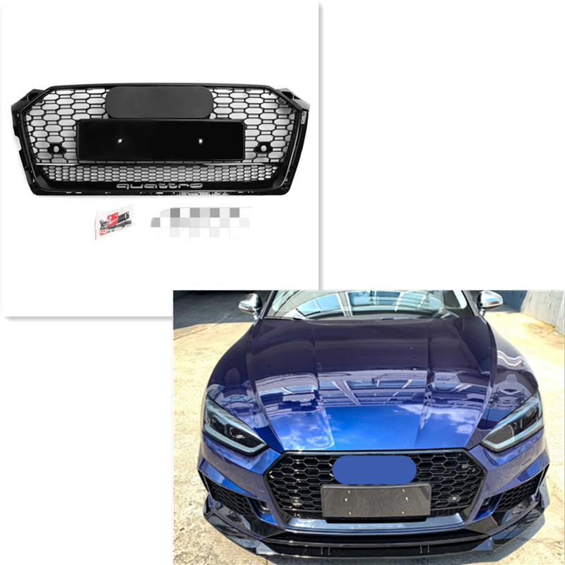 Для RS5 стиль Передняя Спортивная Шестигранная сетка с сотовой блендой гриль черный для Audi A5/S5 B9 2017-2019 автомобильные аксессуары
