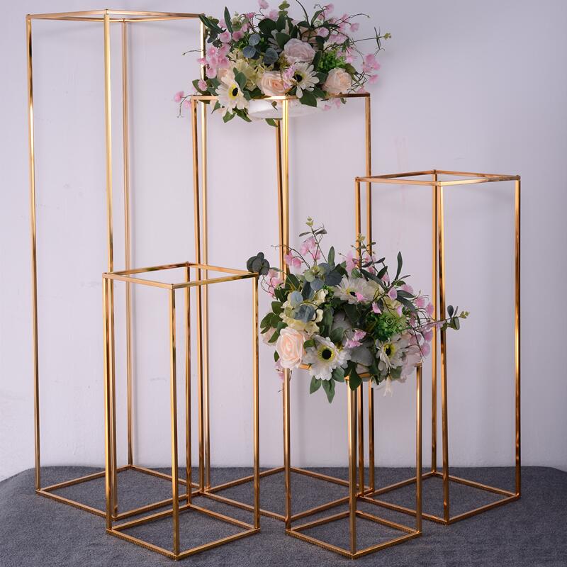 Electroplating Wedding Square Walkway Flower Stands Wedding Table Centerpieces
