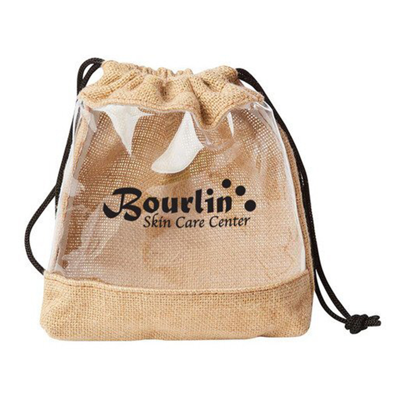 ПВХ окно джутовый партия полезный Goodie мешок на шнурке с печатным логотипом