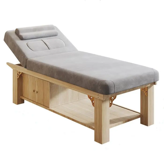 Factory Sale Solid Wood Beauty Salon Thai Massage Tattoo Spa  Physiotherapy  Cosmetic  Eyelash Facial Treatment Bed Table