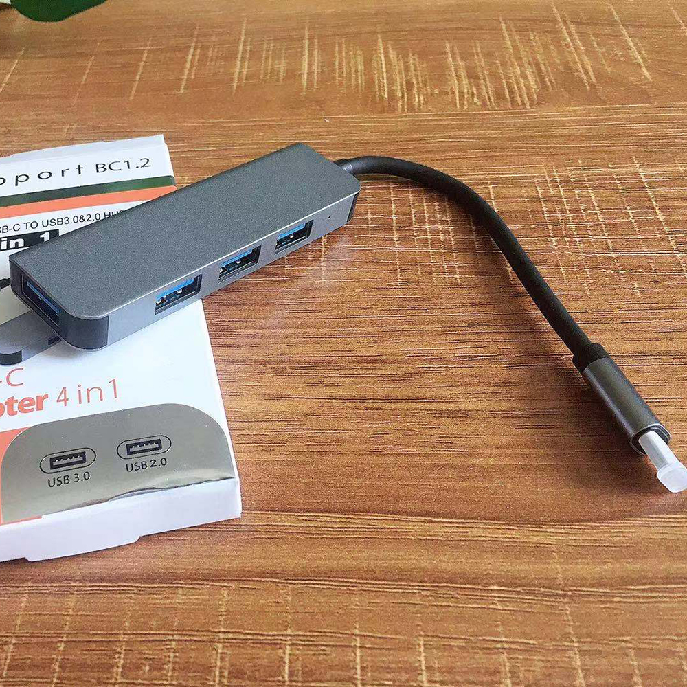 Возможен пробный заказ 1 ок ультра тонкий 4-портовый Usb-c адаптер USB 3,0 Type-c Usb концентратор до Rj 45 480 Мбит/с Usb-c концентратор для планшета