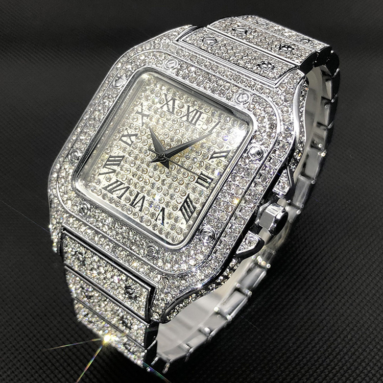 Роскошные ручные настройки Pass хрустальный тестер Iced Out мужские хрустальные часы для мужчин