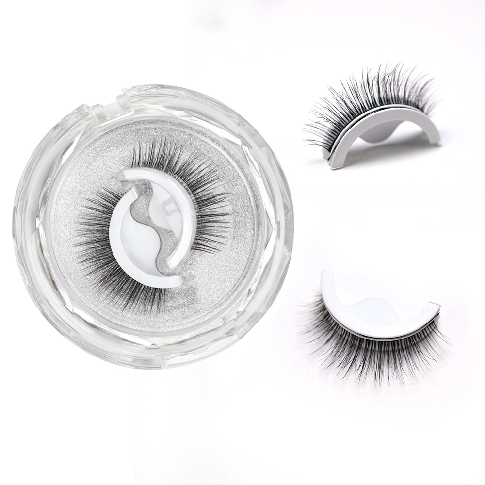 Custom Packaging Silk Lashes Faux Mink Lashes Self Adhesive Eyelash Strip Eyelashes No Glue Eyelash