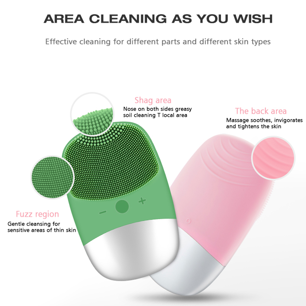 USB charge vibration pore deep cleaning silica gel massage facial cleansing brush