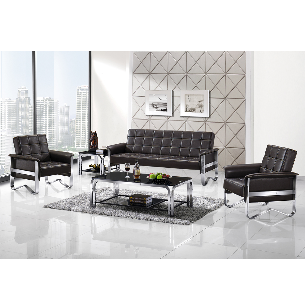 3 Seater Leisure Reception Black Chair Leather Cheap Modern Furniture Set Office Sofa Design