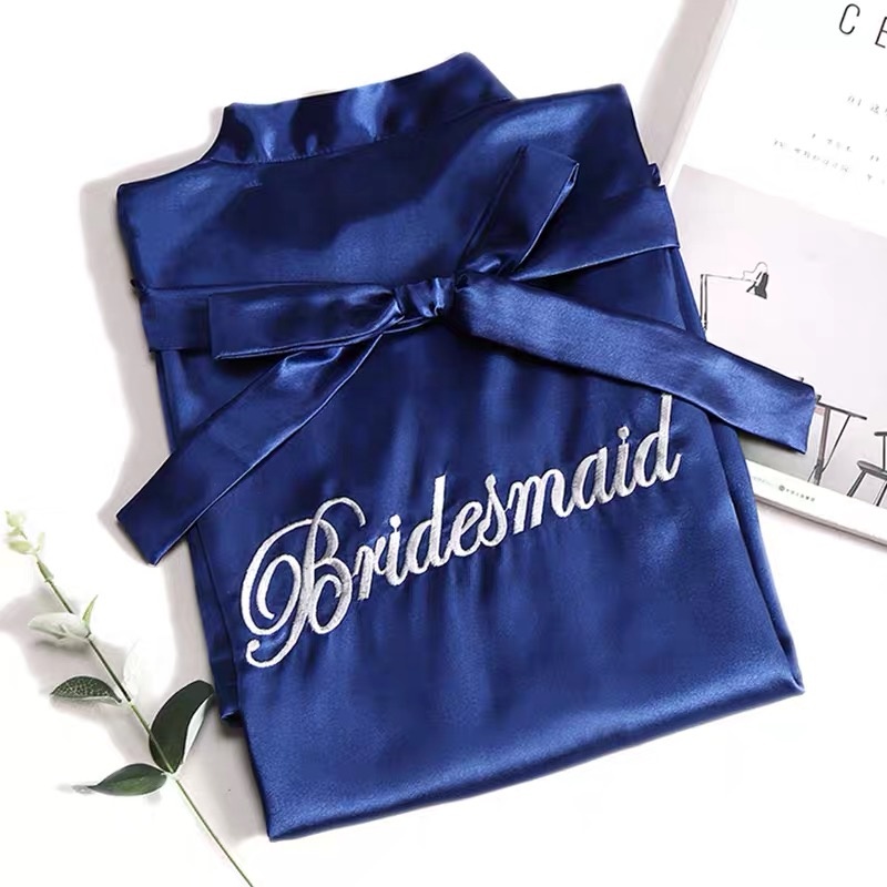 Custom Silk Satin Robes Wedding Bridesmaid Bride Gown kimono robe