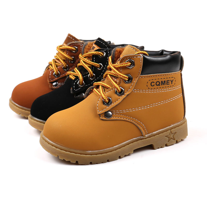 Winter boys and girls children cotton shoes snow boots warm Martin boots British beef bottom leather boots