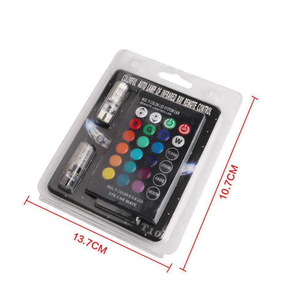 12v RGB t10 6 smd 5050 car led light bulb RGB multi color led light with remote control canbus reading light