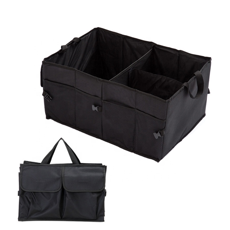 Universal Car Trunk Organizer Foldable Car Back Rear Trunk Black Portable Large Capacity Storage Car Trunk Organizer