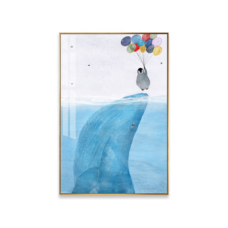 Cute Wall Handmade Framed Wall Art Home Decoration Abstract Fish Painting For Living Room