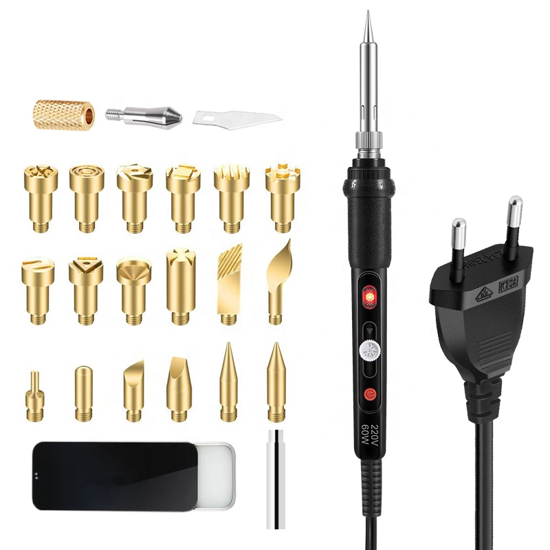 Professional wood burning kits Pyrography set wood burning pen 60W soldering iron gun