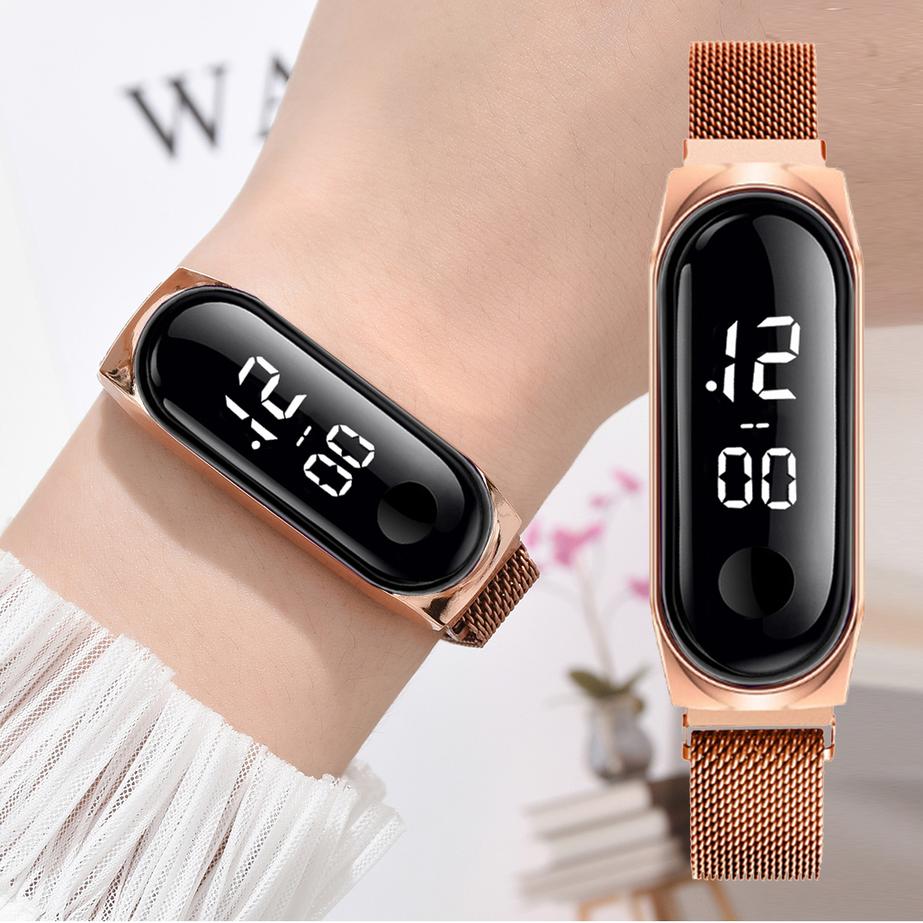 Часы наручные Mi3 с металлическим браслетом, модные цифровые водонепроницаемые светодиодные, с сенсорным экраном, с белым светом, с датой