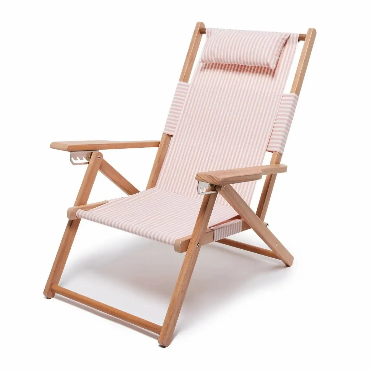 Custom Patterned Oxford Cloth Strong Wooden High Load Beach Chairs Beach Folding Portable Lounge Chairs With Pillow
