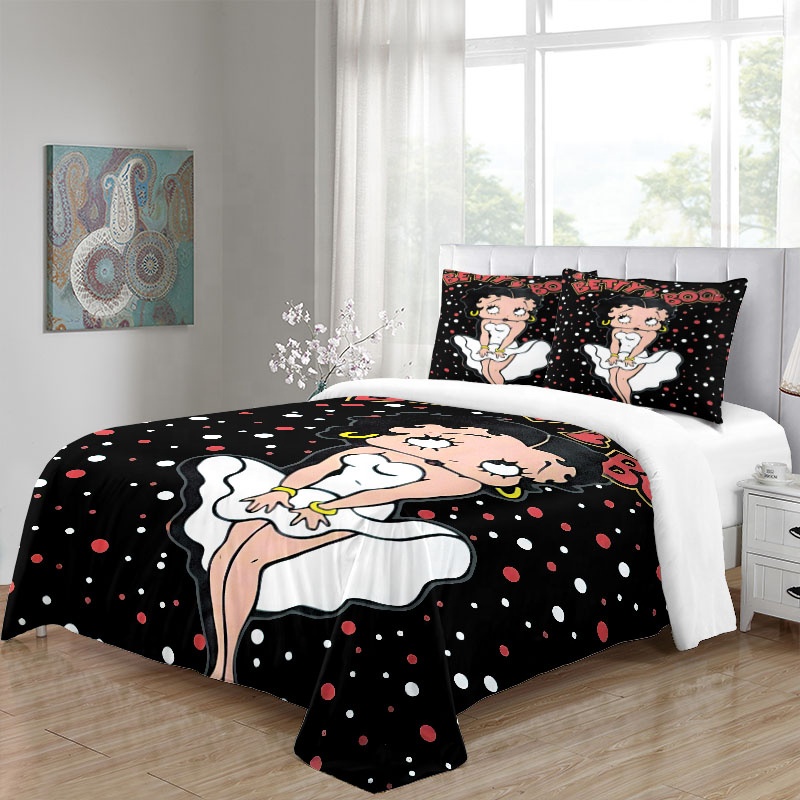 Комплект постельного белья большого размера 3D Betty Boop, Новый американский Комплект постельного белья для девочек, пододеяльник для двуспальной кровати