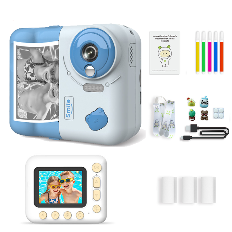 Instant Print Camera for kids 2.4' screen 1080P video 10X Zoom selfie photo printable camera V19 children print camera toy gift