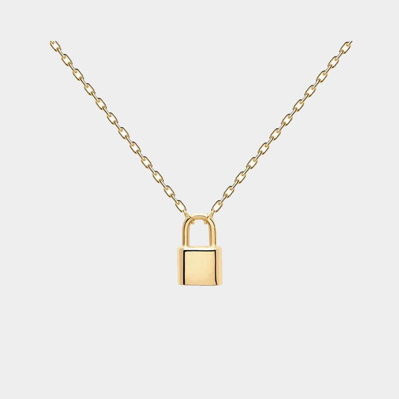 Amazon минималистичное позолоченное ожерелье висячий замок 18K для женщин