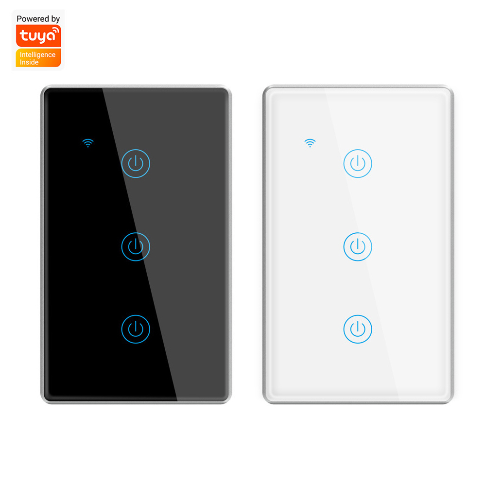 U.S. Standard 1-4gang Tuya Smart Switch 118 * 72mm Wall Switch Home Lamp 3-Way 10A Max. Current 250V Max. Voltage WiFi Network