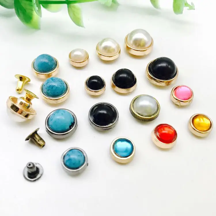 10mm 90 set multi color resin zinc alloy material pearl rivets with install tool kits