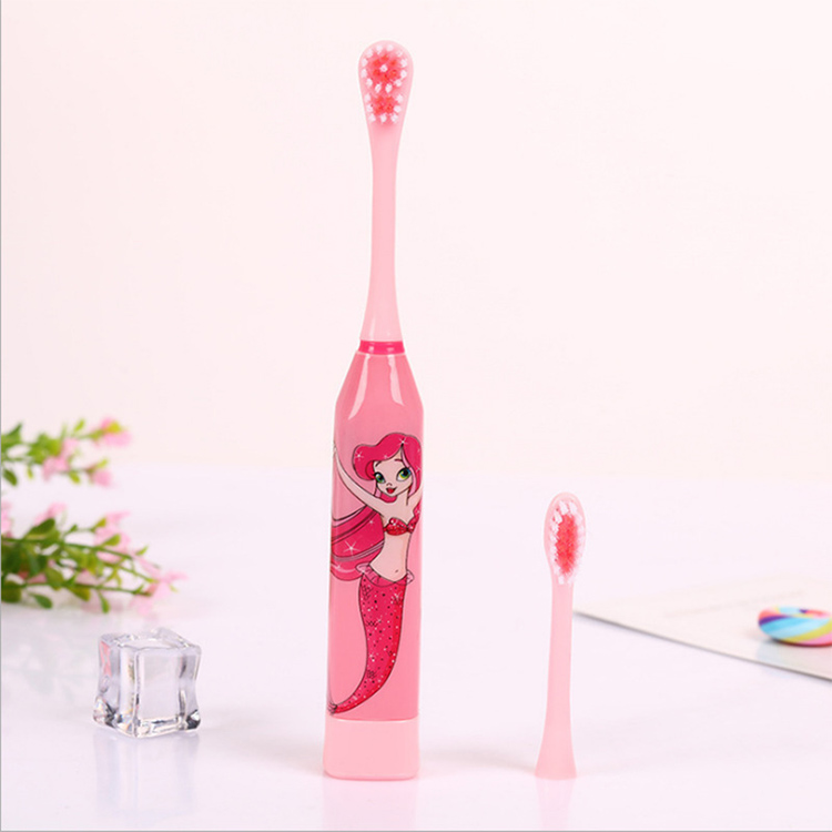 Manufacturer Price Cartoon Automatic Ultrasonic Wave Kids Electric Toothbrush Deep Clean Pink