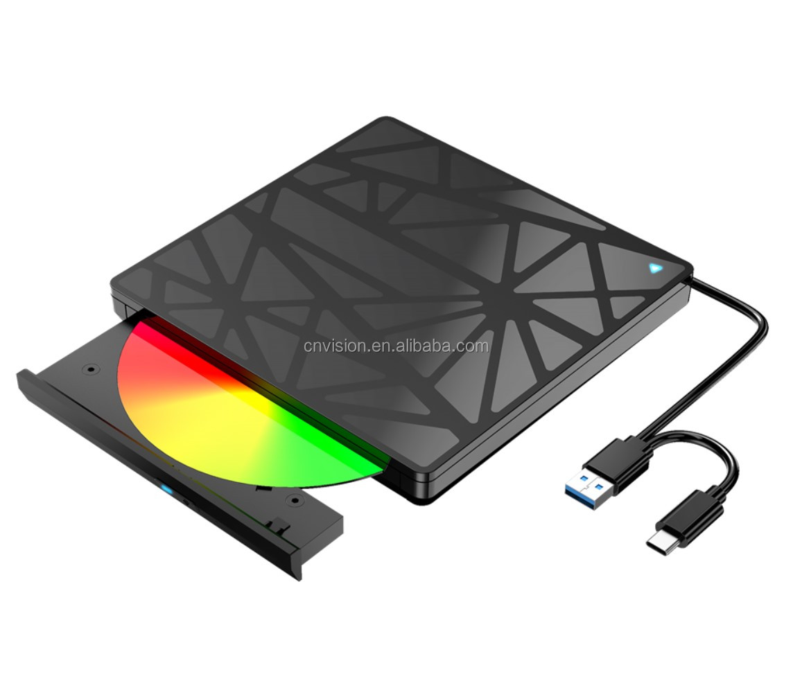 Внешний CD-привод Type-C, USB 3,0 портативный привод CD/Dvd +/-Rw тонкий Dvd/CD Rom, записывающее устройство для ноутбука, настольного ПК