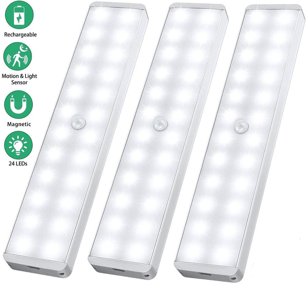 24 LED новейшая версия перезаряжаемый датчик движения свет шкафа