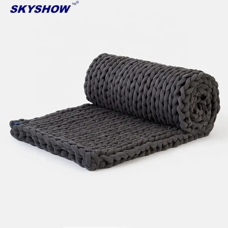 Wholesale High Quality Winter Super Soft Knit Iceland Home Decor Throw Blanket 12-25lbs Iceland Cotton Chunky Weighted Blanket