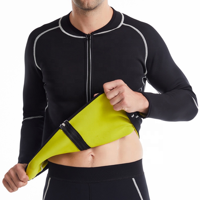 Men Sweat Neoprene Weight Loss Sauna Suit Workout Shirt Body Shaper Fitness Jacket Gym Top Clothes Shapewear Long Sleeve