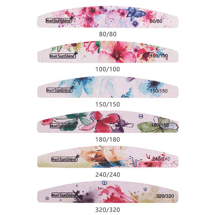jinyi New popular ink smudged square frosted nail file flower print strong sandpaper washable nail polisher
