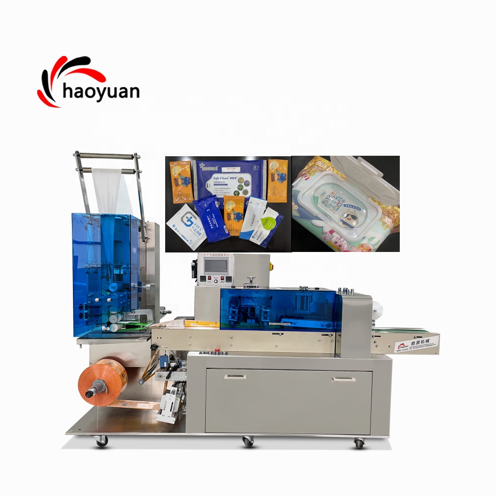 JBK-260 HAOYUAN Single Use Sachet Pressed Automat Wet Tissu Pack Machin Machinery Wipes Packing Machine 1200kg