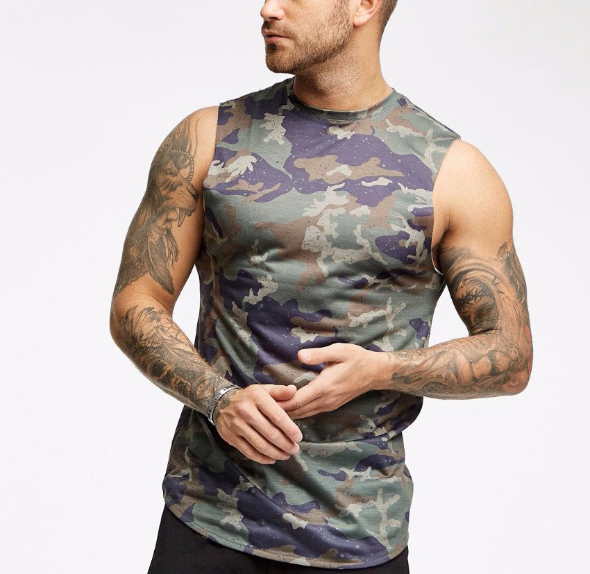 Slim fit Длинные футболки без рукавов для мужчин