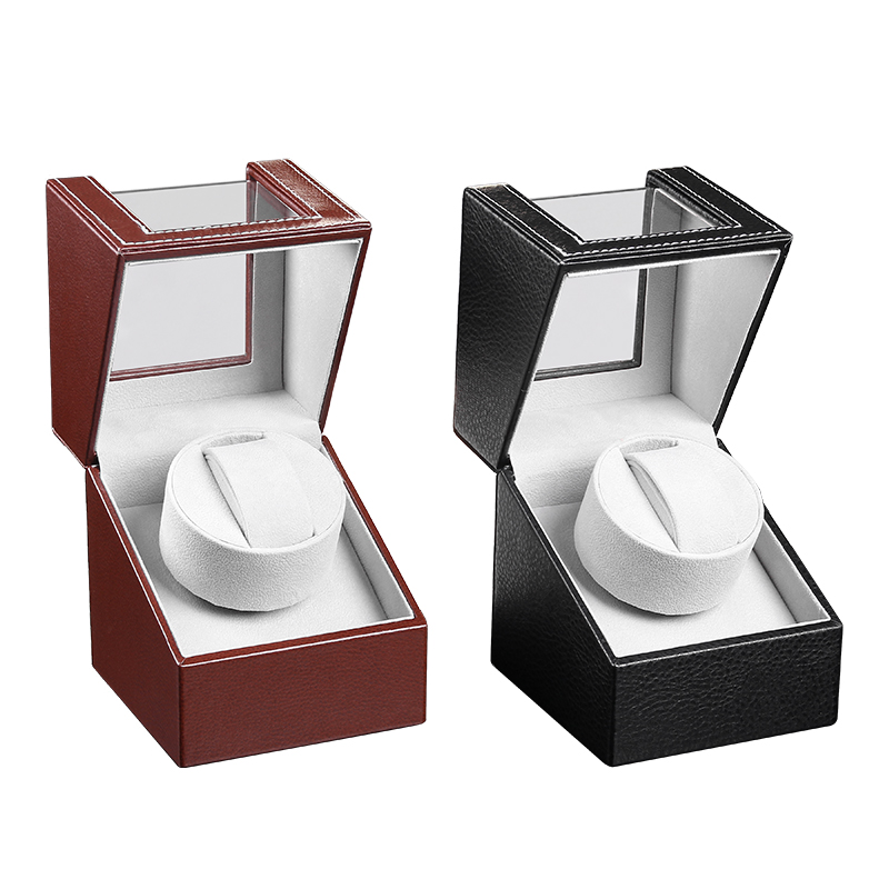 RuiKaiLi High quality pu leather automatic shaker single watch winder case box Wholesale popular men wristwatch motor box