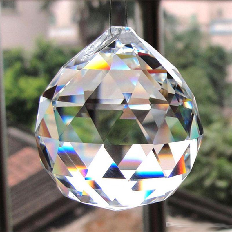Chandelier Crystal Lighting Accessories Hanging Clear Crystal Ball Sphere Prism Pendant Spacer Beads For Home Wedding Decoration